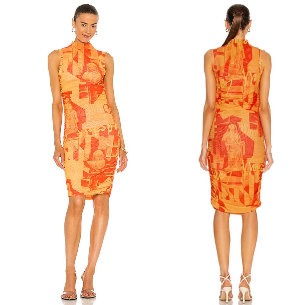 MIAOU | Sofia Dress In Stone Orange Size: Medium - Picture 2 of 8